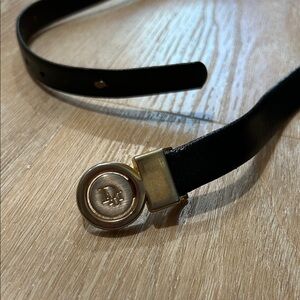 Dior Black Leather Belt with Gold Logo Buckle
